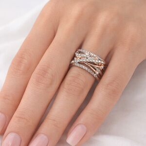 Wide Crisscross Pave CZ Statement Ring – Size 7